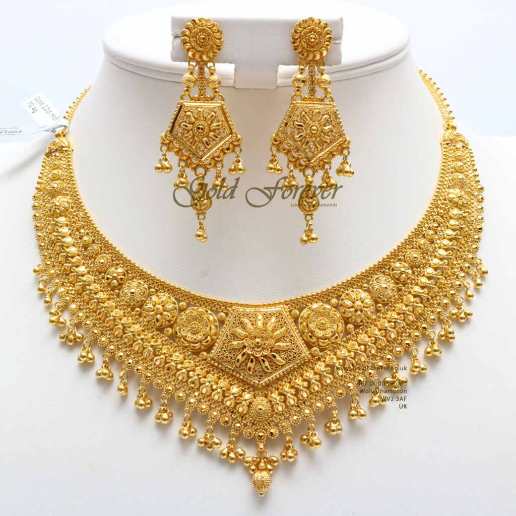 22 Carat Indian Gold Necklace Set 70 4 Grams Code NS1003 Gold Forever