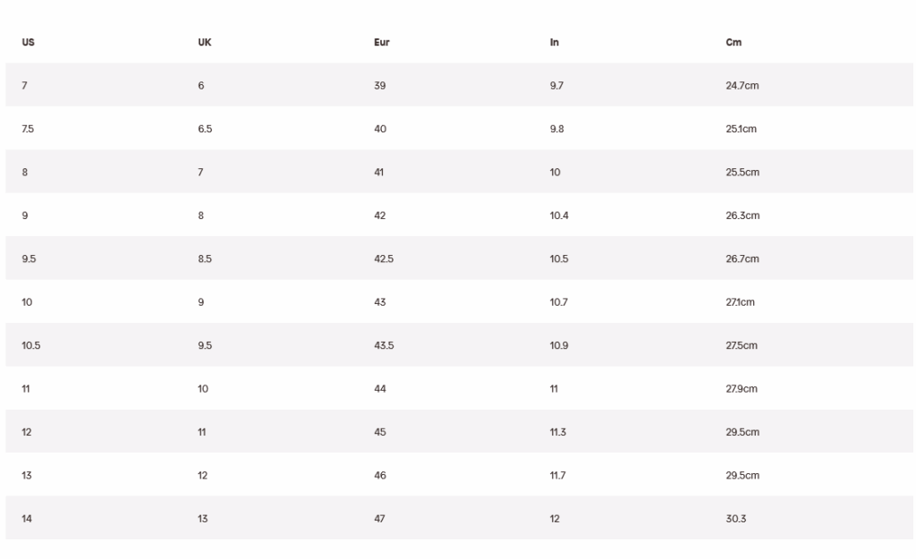 Aldo Men 39 s Shoes Size Chart
