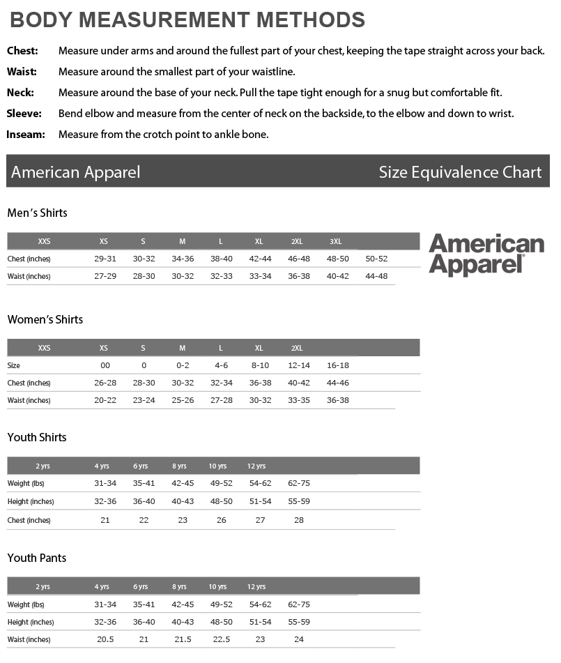 American Apparel Size Chart Dress Dresses Images 2025