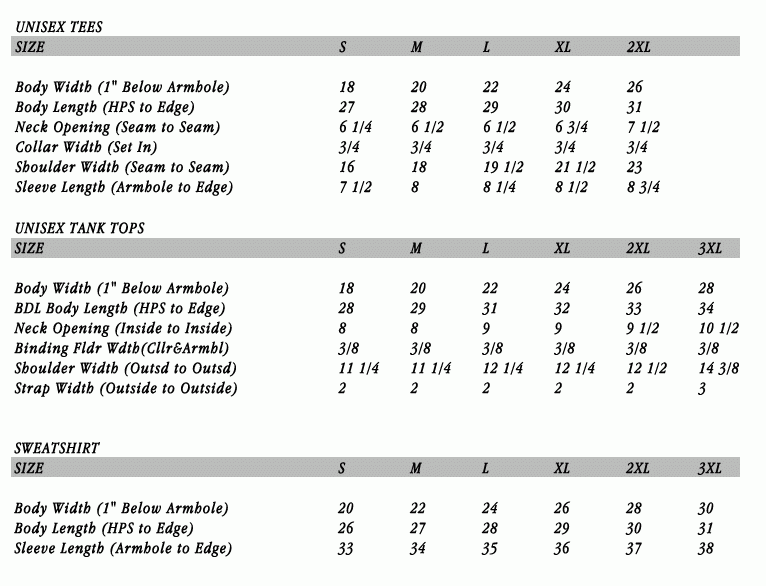 American Rag Sizing Chart