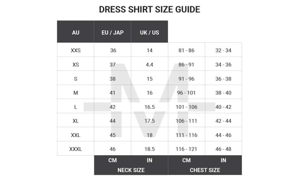 Australian Clothing Size Conversion Charts For Men Man Of Many