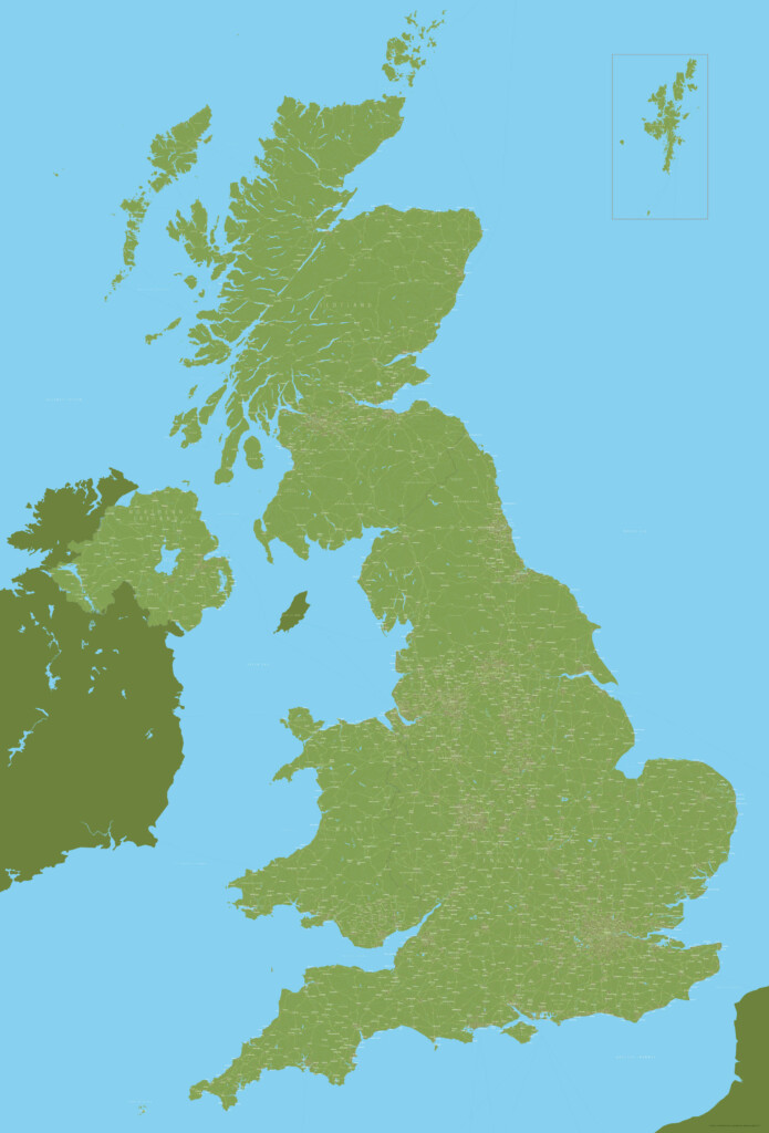 Best Detailed Map Base Of The UK United Kingdom Maproom