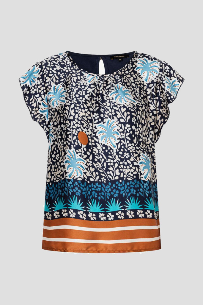 Blauwe Blouse Met Print Van More More 7504867 E5