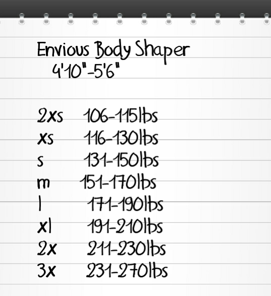 Body Shaper Size Chart A Visual Reference Of Charts Chart Master