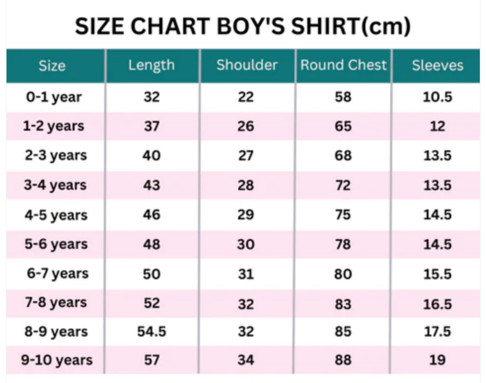 Boys 39 Shirt Size Chart Cm Download Printable PDF Templateroller