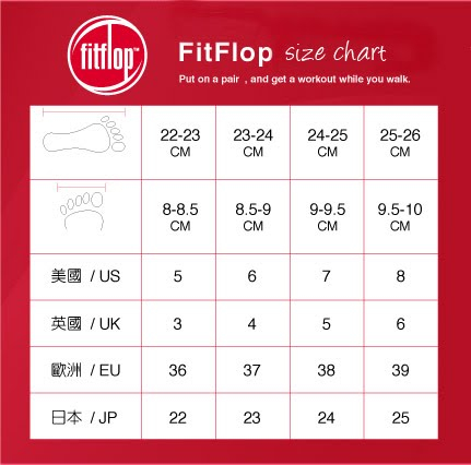 Fitflop A Workout While You Walk FITFLOP SIZE CHART FOR LADIES