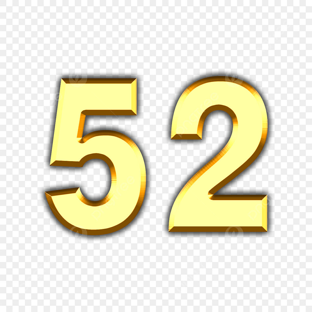 Fonte Dourada N mero 52 PNG Cinquenta E Dois Fonte Dourado Imagem 