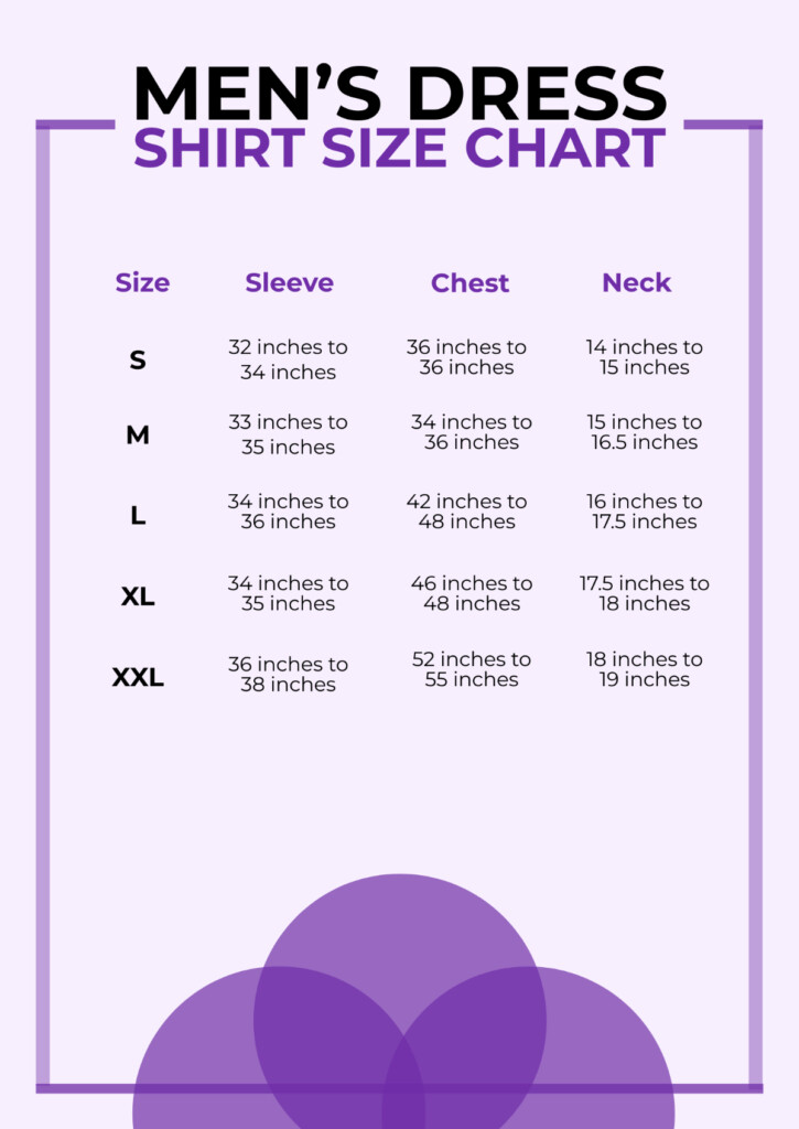 Free Mens Dress Shirt Size Chart Template To Edit Online