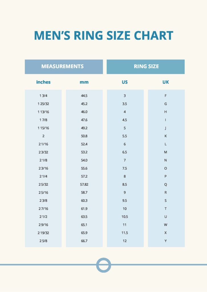 Free Mens Ring Size Chart Template Download In PDF Illustrator 