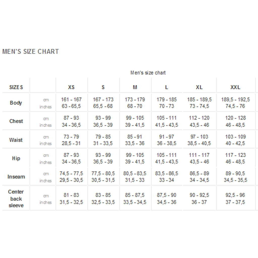 HELLY HANSEN SIZE CHART Team One Newport