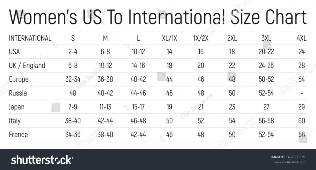 International Size Chart For Women Clothing Size Chart Size Chart 