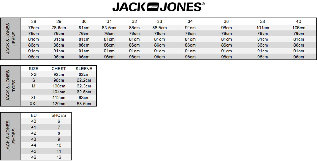Jones Wear Size Chart Labb By AG