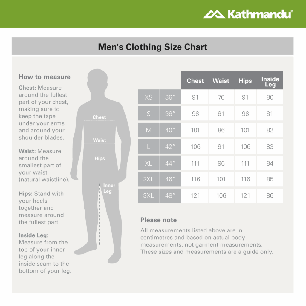 Kathmandu Clothing Size Chart A Visual Reference Of Charts Chart Master