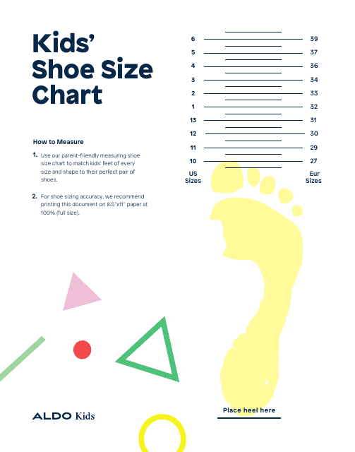 Kids 39 Shoe Size Chart Aldo Download Printable PDF Templateroller