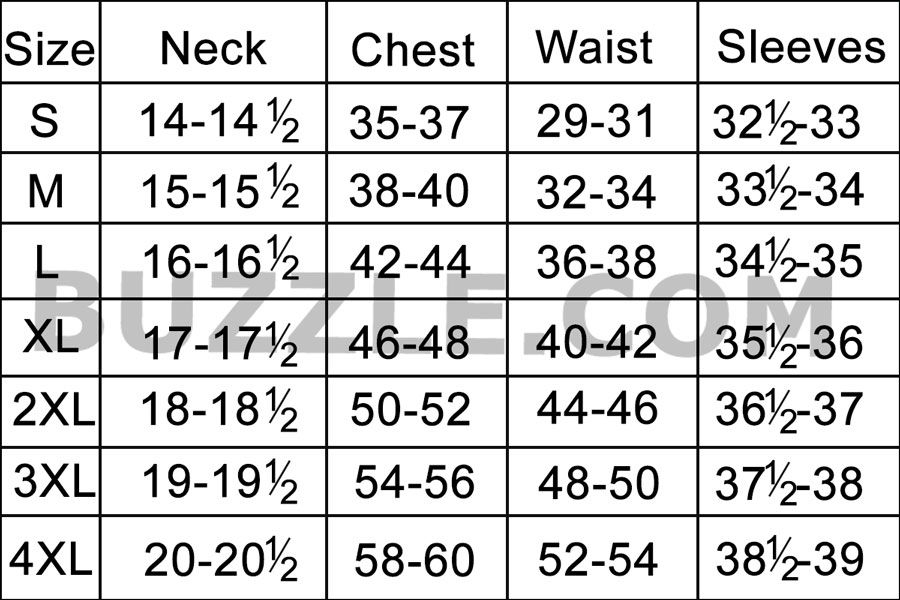 Men 39 s Size Chart For Dress Shirts Mens Dress Shirt Size Char