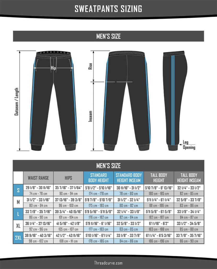Men 39 s Sweat Pants Size Chart At Joan Dunklin Blog