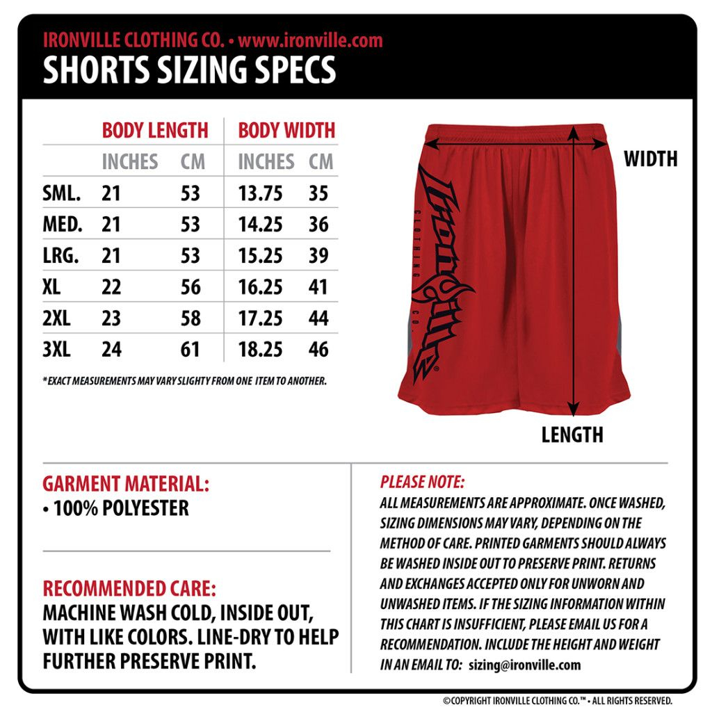 Men Short Size Chart Interpret Radar Charts