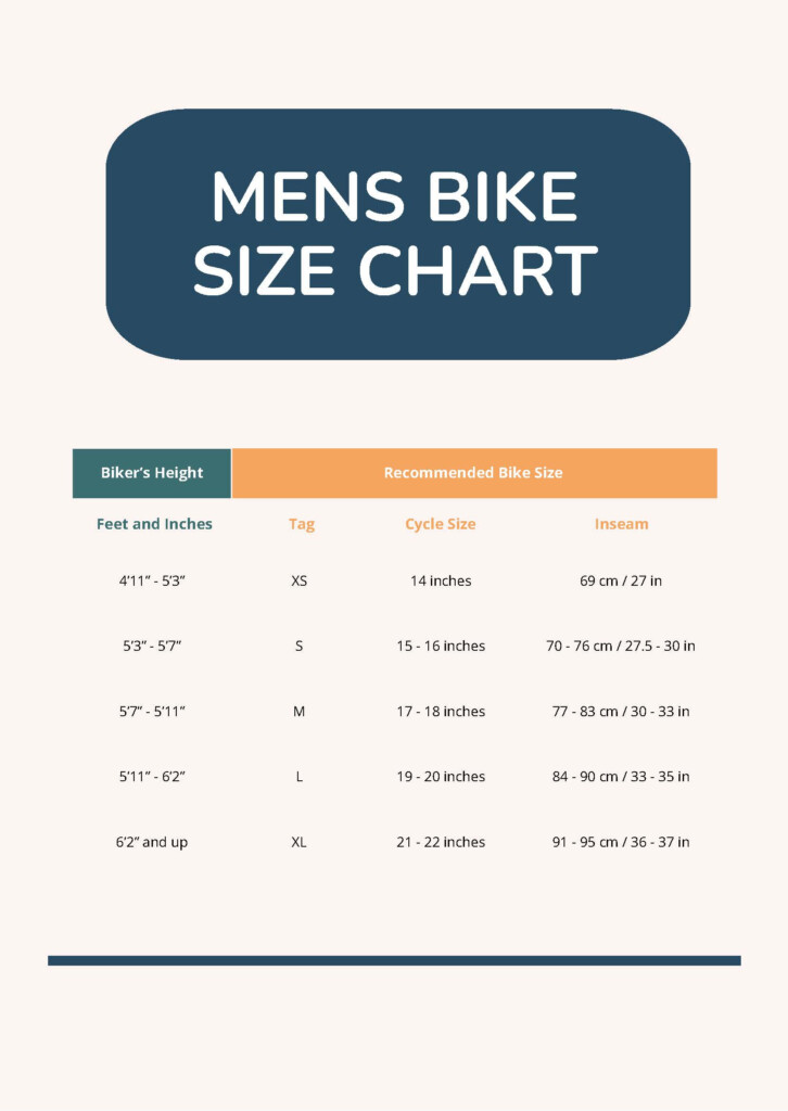 Mens Bike Size Chart In PDF Download Template