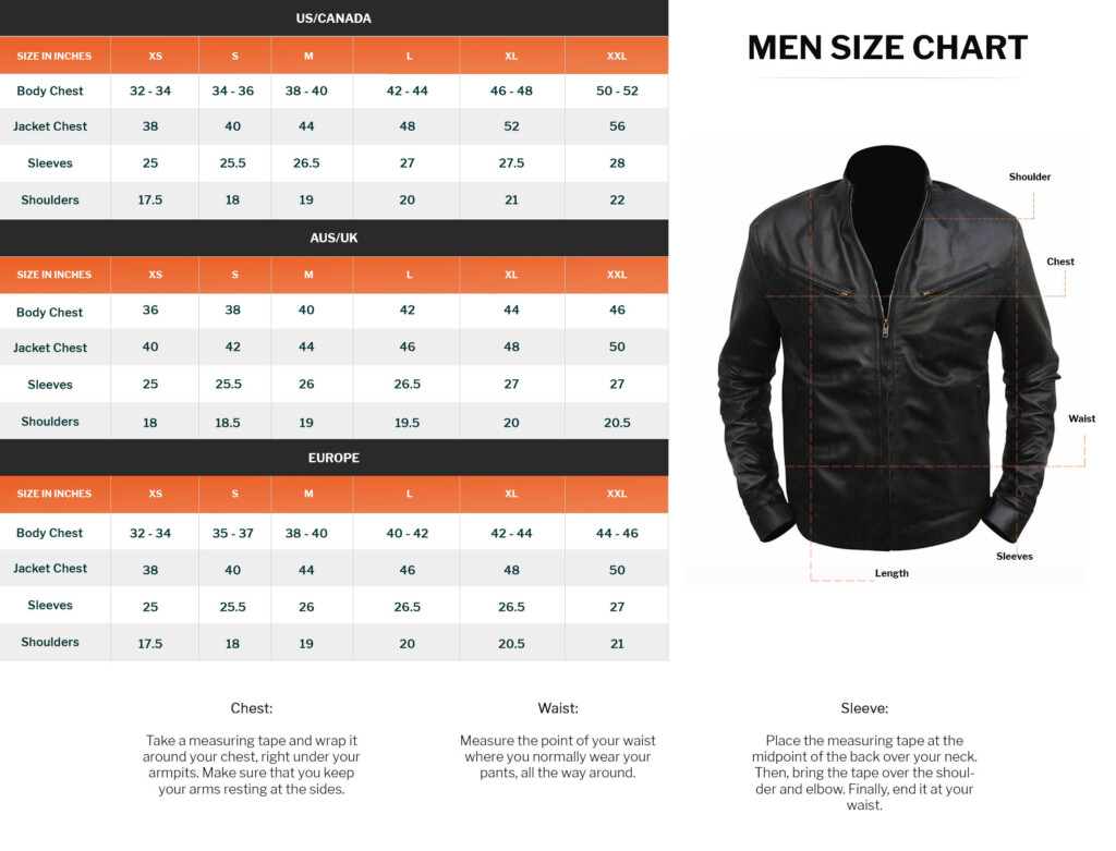 Mens Leather Motorcycle Jacket Size Chart Reviewmotors co