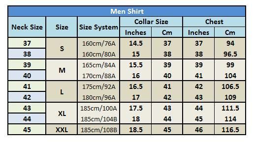 Mens Shirt Collar Size Chart Ponasa