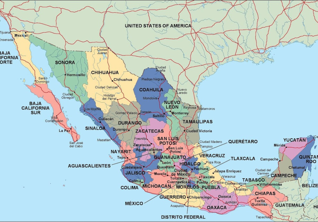 Mexico Political Map Eps Illustrator Map Vector World Maps