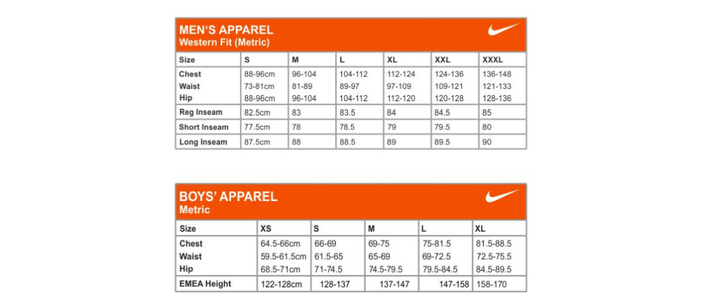 Nike Size Chart Men s Kids 2 RJM Sports