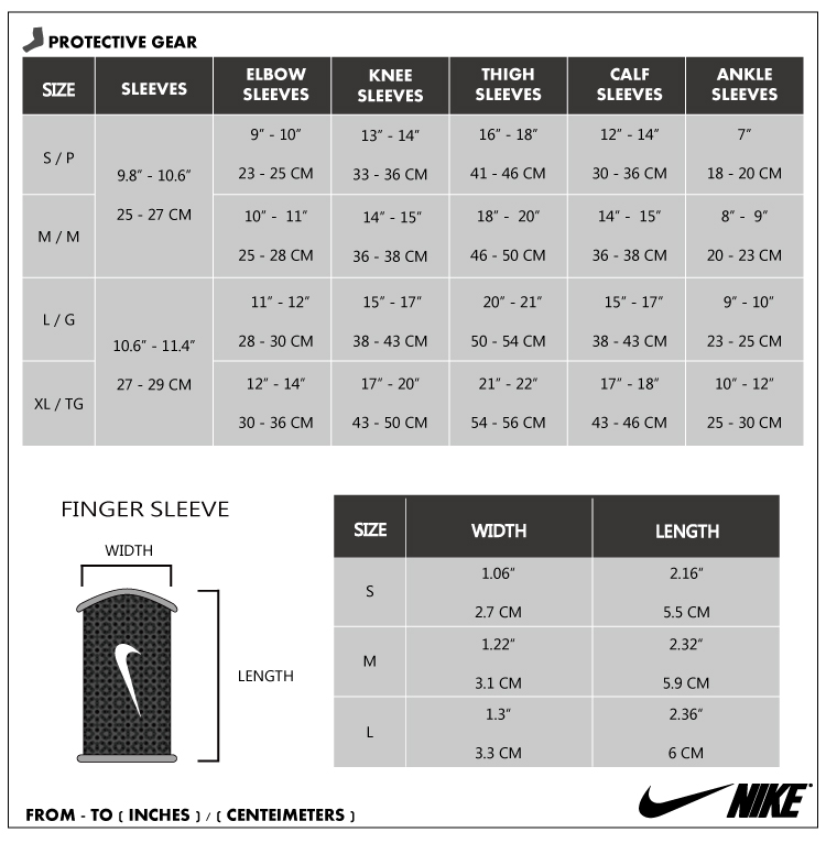 Nike Size Chart Sneakers