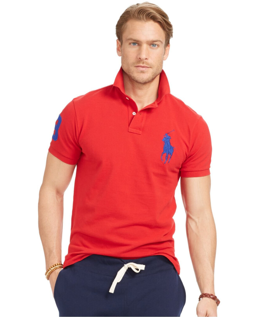 Polo Ralph Lauren Men 39 s Custom fit Big Pony Mesh Polo Shirt In Red For 