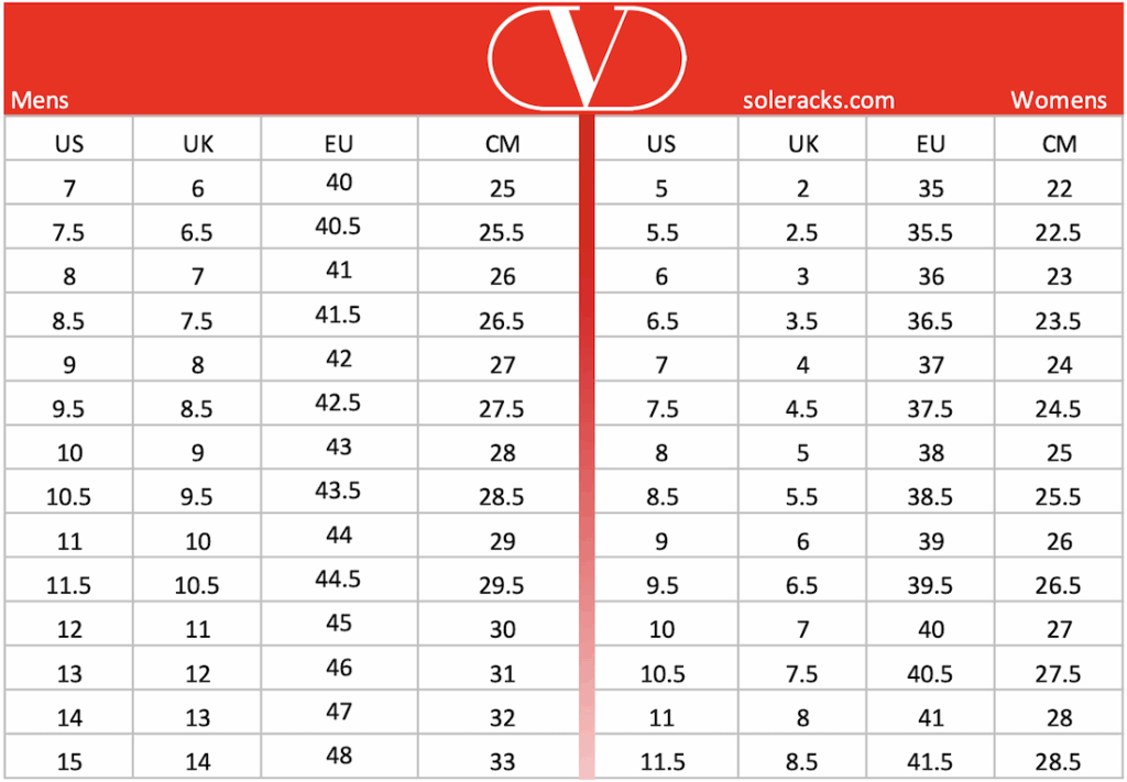Shoes Size Conversion Chart Soleracks