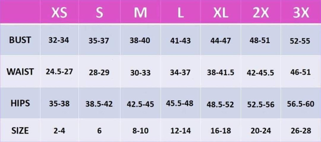 Size Chart Bink Bougie