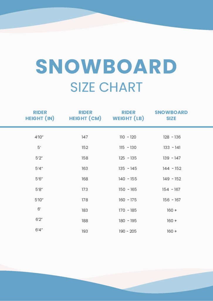 Snow Ski Size Chart PDF Template