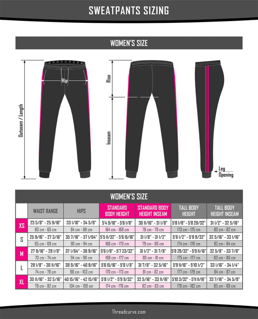Sweatpants Size Chart For Women And Men ThreadCurve 55 OFF
