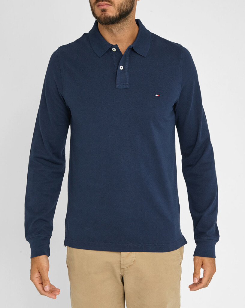 Tommy Hilfiger Navy Premium Piqu Long Sleeve Polo Shirt In Blue For 