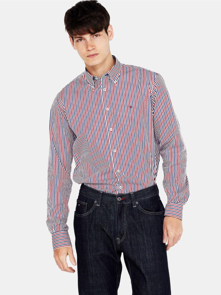 Tommy Hilfiger Tommy Hilfiger Mens Long Sleeve Stripe Shirt In Red For 
