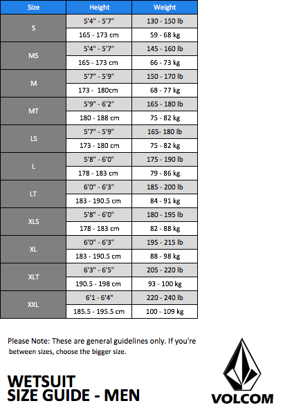 Volcom Size Chart A Visual Reference Of Charts Chart Master