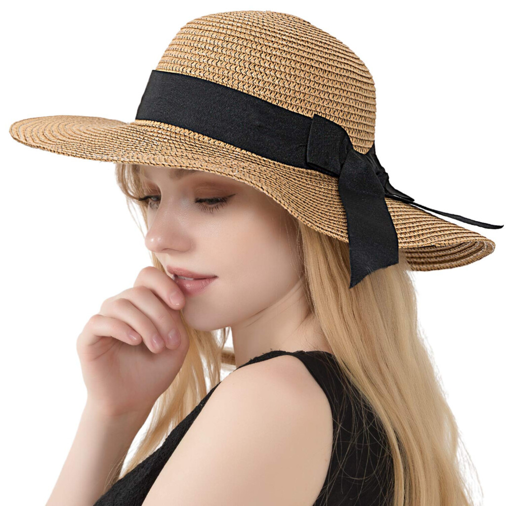 Womens Straw Hat Wide Brim Floppy Beach Cap Beachwear Central